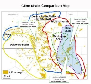 Comparison Map of Cline Shale